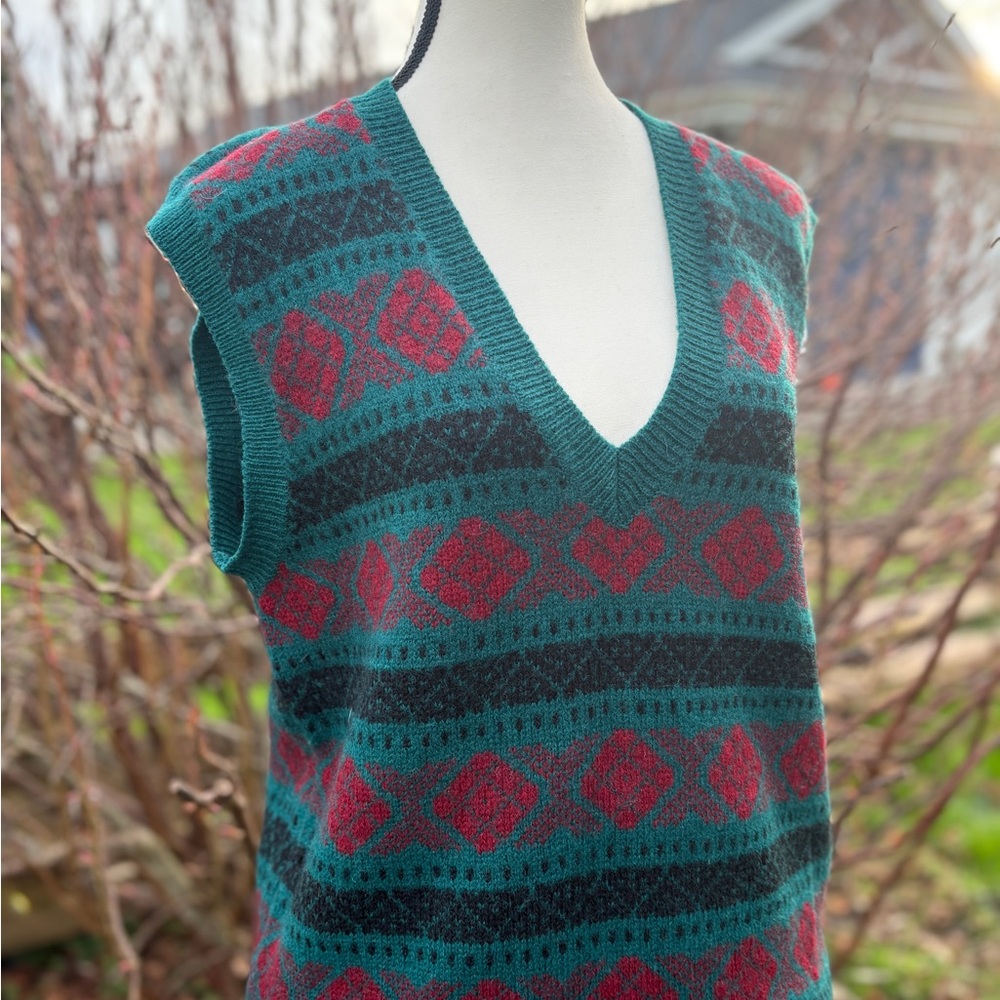 Hunting Horn Shetland Wool Vest Sz M/Lg - Picture 2 of 6